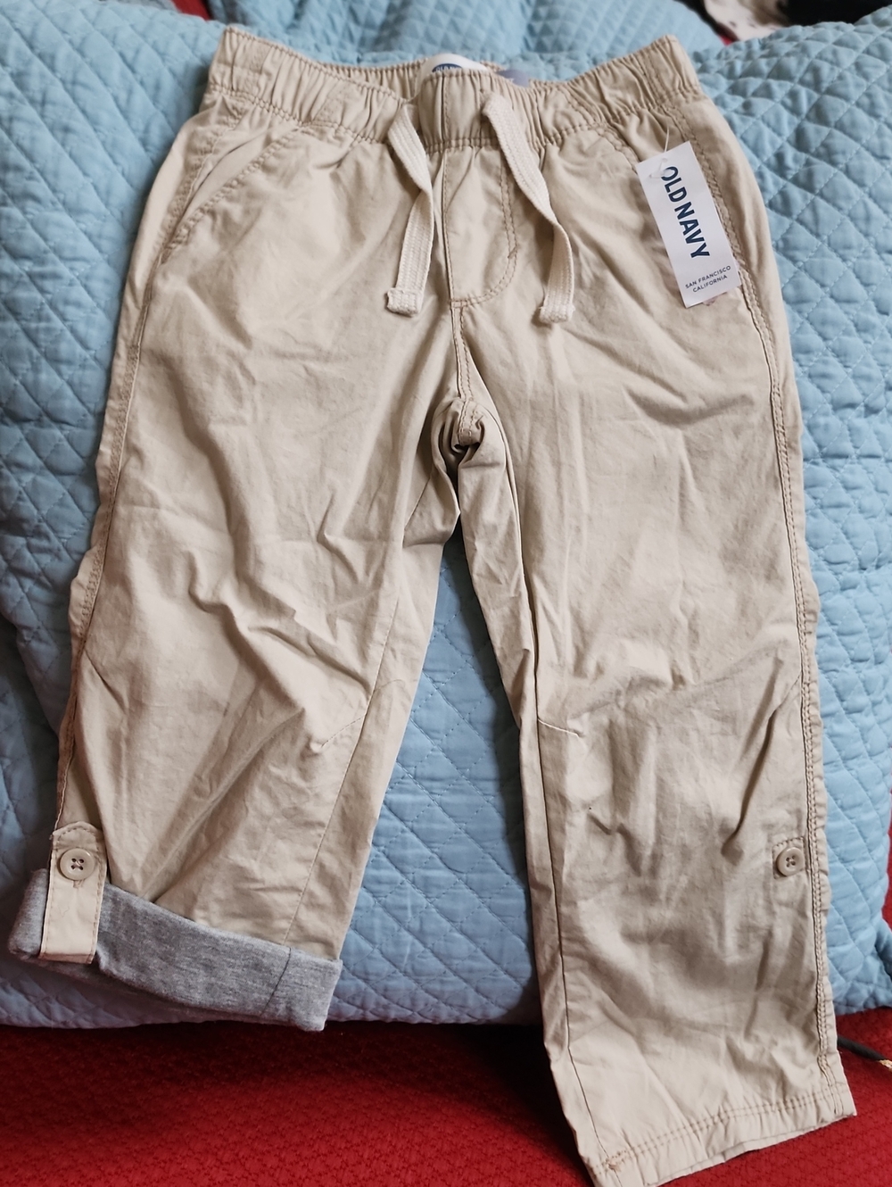 Nwt 3T Old Navy Khaki Knit-lined Pull-on Hybrid Pants